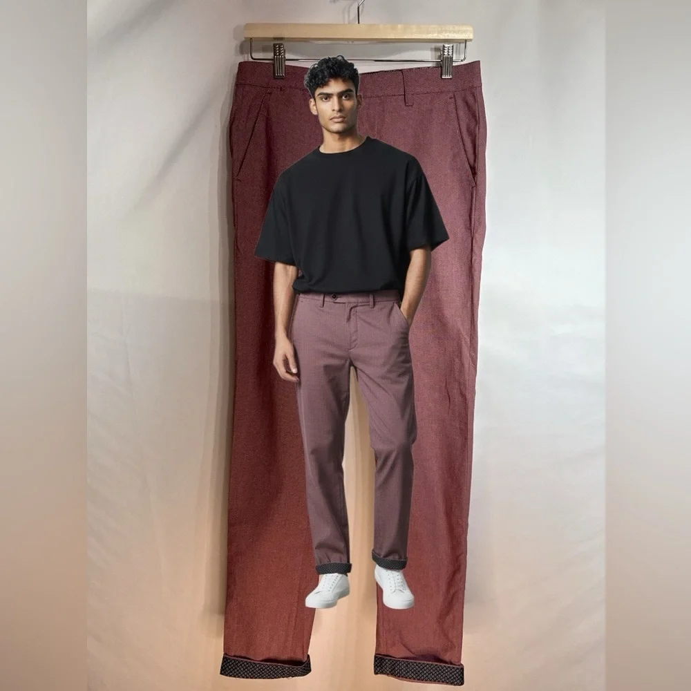 Ted Baker 2 Pairs Twill Weave Chinos, Light Blue and Light Red, Both Size 28R